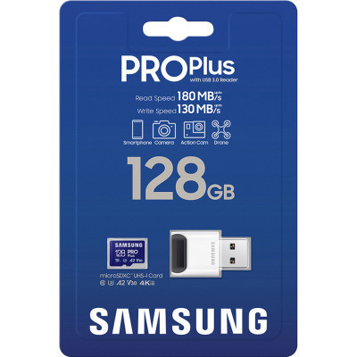 Карта пам&apos;яті Samsung 128GB microSDXC calss 10 UHS-I V30 Pro Plus (MB-MD128SB/WW) Вінниця - фото 3