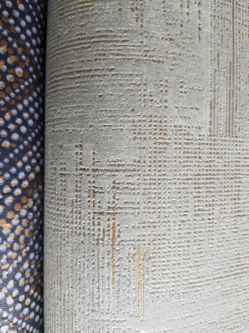 Шпалери вінілові на флізелін Marburg 82171 Giulia геометрія абстракція смуги точки 3д зелені золотисті Київ - фото 1