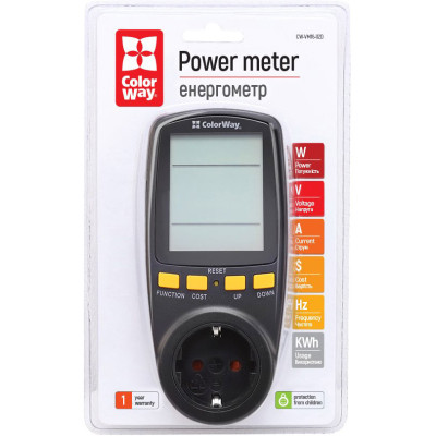 Ватметр ColorWay цифровий 16A/3680W, black (CW-VM16-02D) Вінниця - фото 12