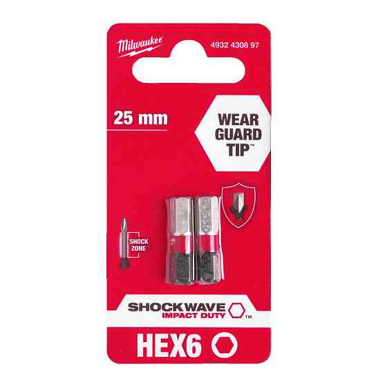 Біта SHOCKWAVE MILWAUKEE, Hex6, 25мм, (2шт) Одеса