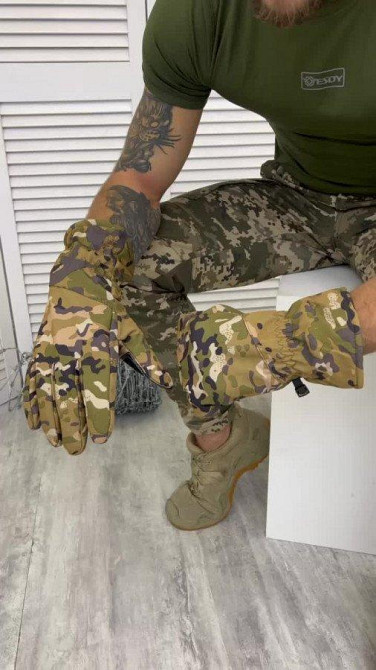 Чоловічі софтшел перчатки мультикам, сенсорні, для активного відпочинку, захисні Одеса - фото 5