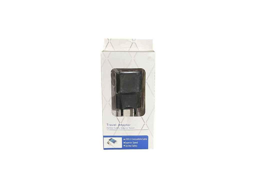 Мережевий зарядний пристрій USB 5V/2.0А чорний Travel Adapter ТМ KMT Київ - фото 1