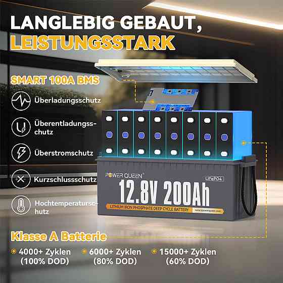 Аккумулятор LifePo4 200Ач 12,8V BMS PowerQueen (Германия) Киев