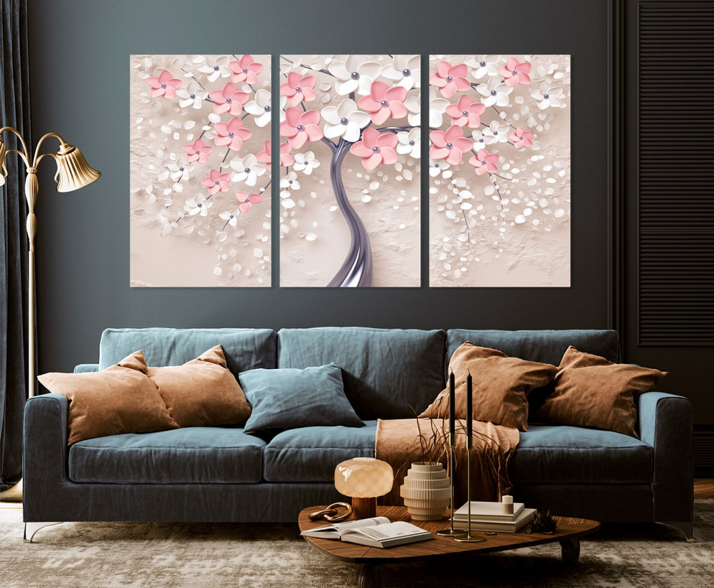 Модульна картина у вітальню/ спальню Дерево в квітах       ART-188_3A 70х130 см Київ - фото 3