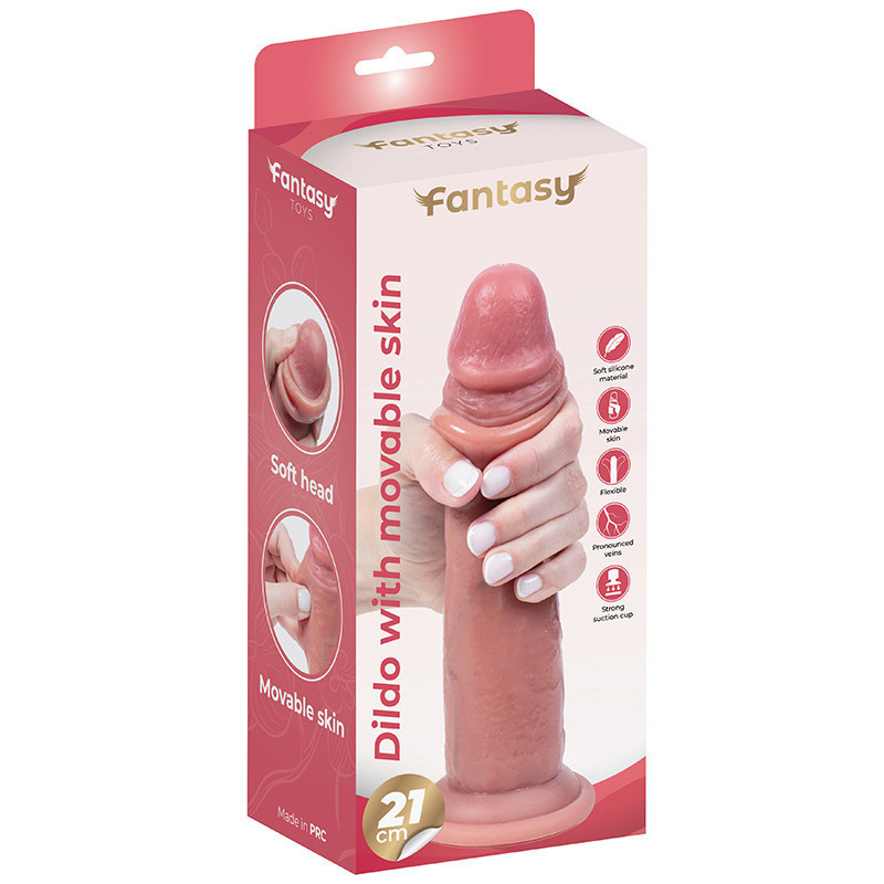 Реалістичний силіконовий фалоімітатор Silicone dildo with movable foreskin 21 cm Sex Aura Київ - фото 4