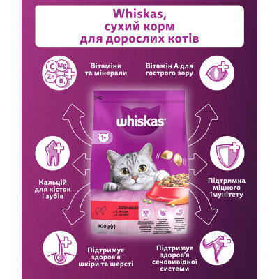 Сухий корм для кішок Whiskas з яловичиною 800 г (5998749144145) Вінниця - фото 2