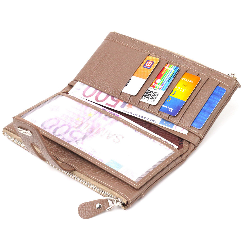 Цікавий гаманець з натуральної зернистої шкіри CANPELLINI 21634 Бежевий Київ - фото 6