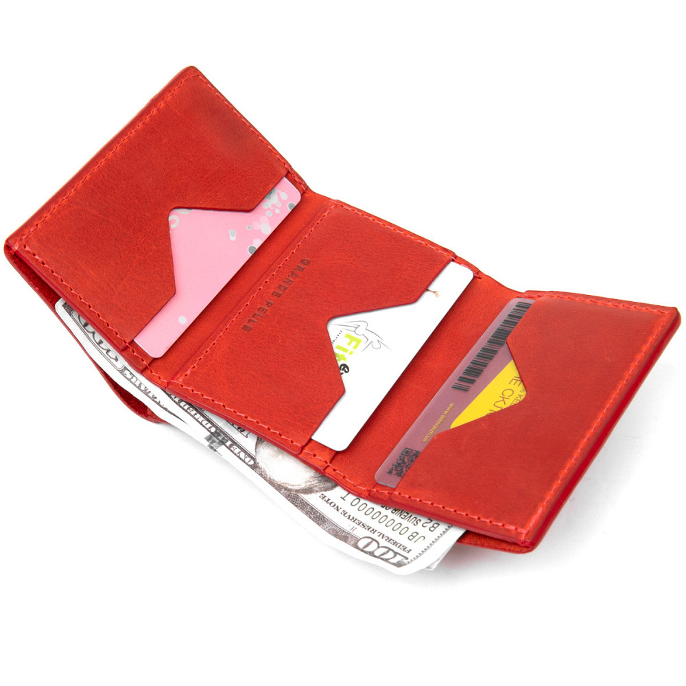 Матовое винтажное портмоне GRANDE PELLE 11459 Красный Киев - изображение 7