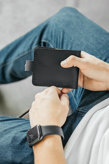 Чоловічий гаманець із натуральної шкіри, місткий гаманець, чоловічий на кнопці гаманець із Crazy HorseMasterSem Київ - фото 2