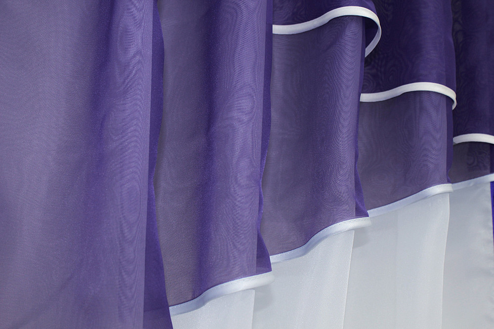 Кухонные шторы VR-Textil № 091к с ламбрекеном и подвязками фиолетовый с белым 280х170 см (50-269) Киев - изображение 5