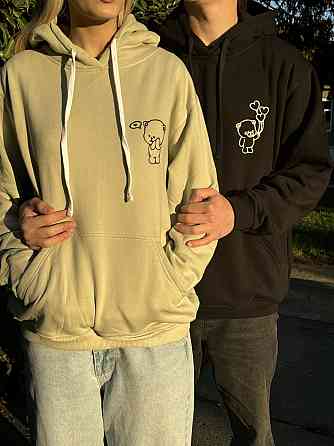 Парные худи для влюбленной пари с милим дизайном мишек - 