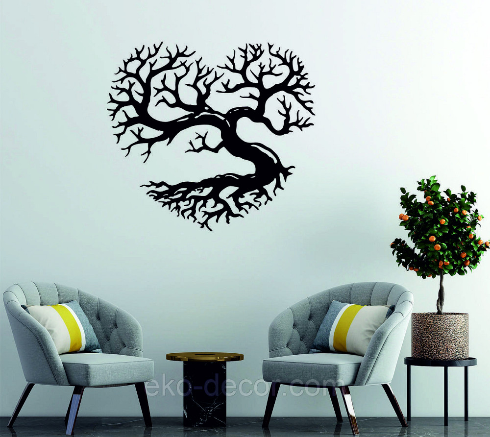 Декоративное настенное Панно «Дерево сердце» Декор на стену 70*63 см., Черный Киев - изображение 4