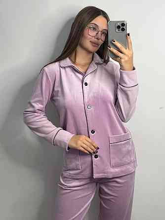 Костюм из плюшевого велюра на пуговицах с двумя карманами XL Пудра Харьков