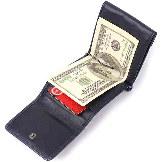 Вертикальный мужской зажим из зернистой натуральной кожи Tony Perotti 20862_1 (3595 navy) Синий Киев