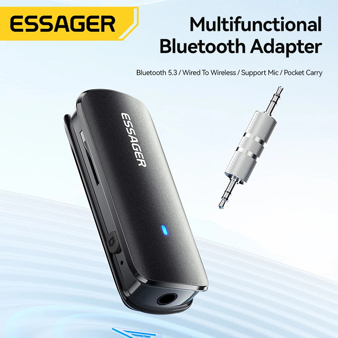 Адаптер для навушників Essager EBT53-DT01-P Bluetooth 5.3 (Чорний) Николаев - изображение 4