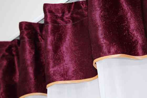 Кухонная занавеска VR-Textil № 00к белый с бордовым 280х170 см (59-804) Киев