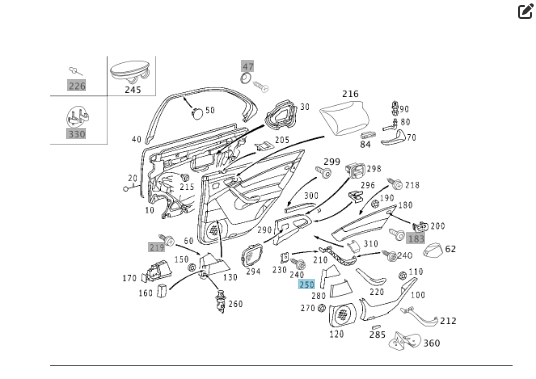 Mercedes-Benz  A2207370228 7213 Накладка сіра над попільничкою задніх правих дверей S-class short W220 S-class long V220 Одеса