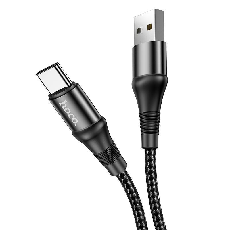 Кабель HOCO X50 USB to Type-C 3A, 1m, nylon, aluminum connectors, Black Київ - фото 1
