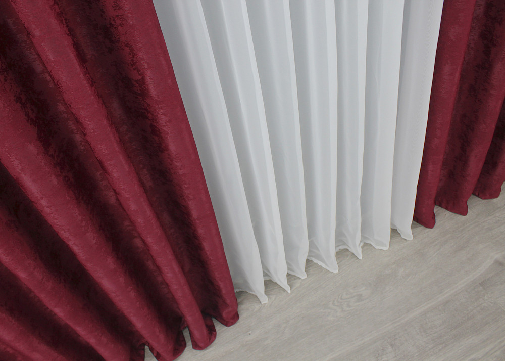 Комплект готовых штор VR-Textil Жаккард Sultan XO № 1472ш Бордовый 150х270 см 2 шт (33-0341) Киев - изображение 7