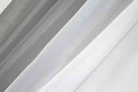 Кухонные шторы VR-Textil № 090к с ламбрекеном и подвязками серый с белым 280х170 см (50-310) Киев