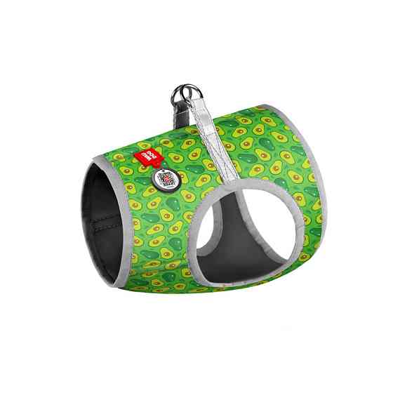 Шлея для собак м'яка WAUDOG Clothes з QR паспортом, малюнок "Авокадо", XS1, В 24-27 см, С 18-20 см Київ