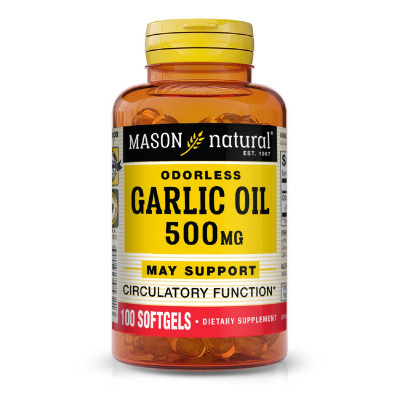 Травы Mason Natural Чесночное масло 500 мг, Garlic Oil, 100 гелевых капсул (MAV05321) Винница - изображение 1