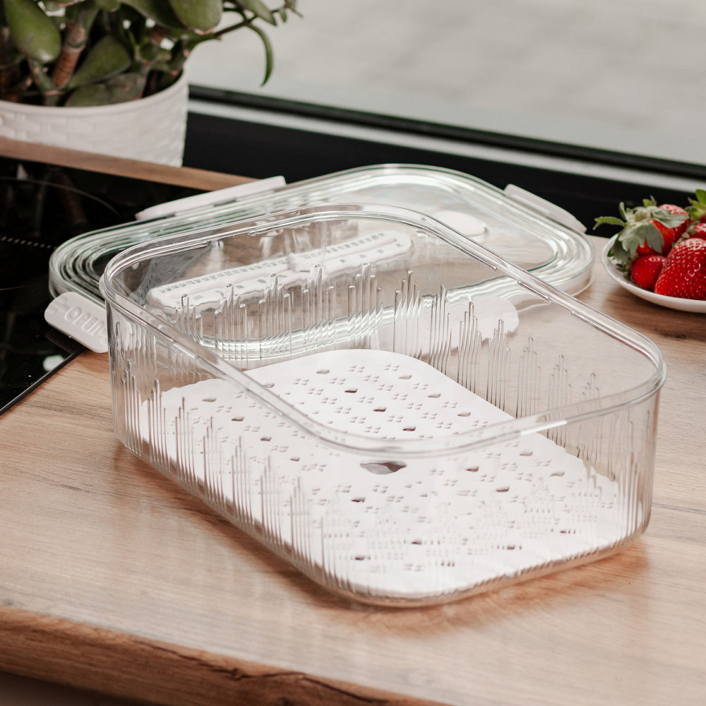 Контейнер для їжі пластиковий 32.5х22.5х11 см харчовий контейнер з індикатором дати 4.2 л Білий HP-27-2 Коломия - фото 3