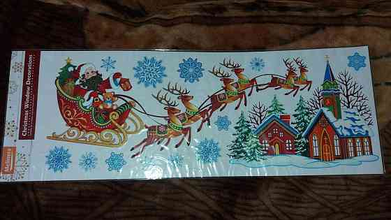 Новорічні наклейки на вікна Melinera Олені 21 на 55 см різнобарвний Київ