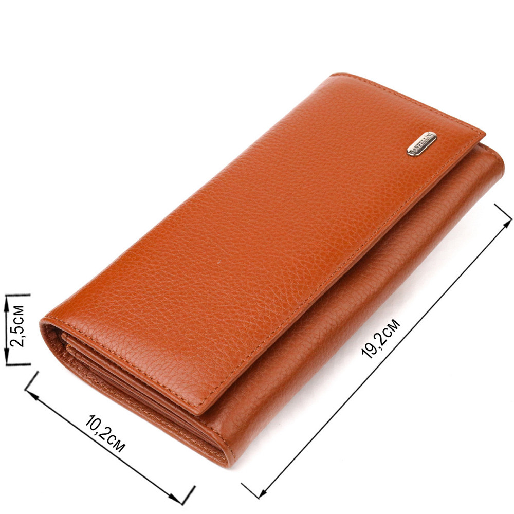 Вместительное женское портмоне с монетницей из натуральной кожи CANPELLINI 21524 Светло-коричневое Киев - изображение 3