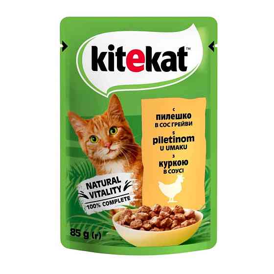 Kitekat Natural Vitality (Пауч) Консервы для кошек с курицей в соусе, 85 г Вінниця