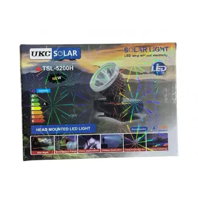 Налобний ліхтар UKC SOLAR TSL-5800H акумуляторний LED, IP66, сонячна зарядка для туризму та риболовлі Одеса - фото 2