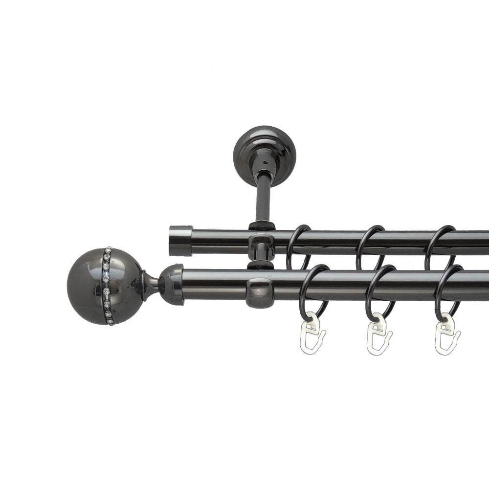 Карниз Orvit Кортеза металевий дворядний відкритий гладка труба кільце металеве Онікс 19\16 мм 160 см (00-00014869) Львів - фото 1