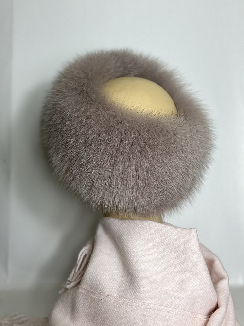 Меховая повязка на голову женская песцовая Бежевый Харьков - изображение 2