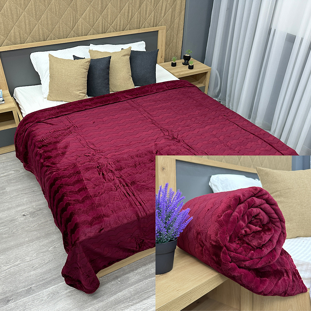 Плед-покривало 200х230 см (+-5см) Бордовий (87-244) Київ - фото 1