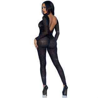 Комбинезон сексуальный Leg Avenue Sheer Rhinestone, S, со стразами, черный Sex Aura Киев