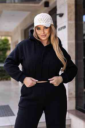 Спортивный костюм на флисе с коротким худи Navi батал 50-52, Черный Киев