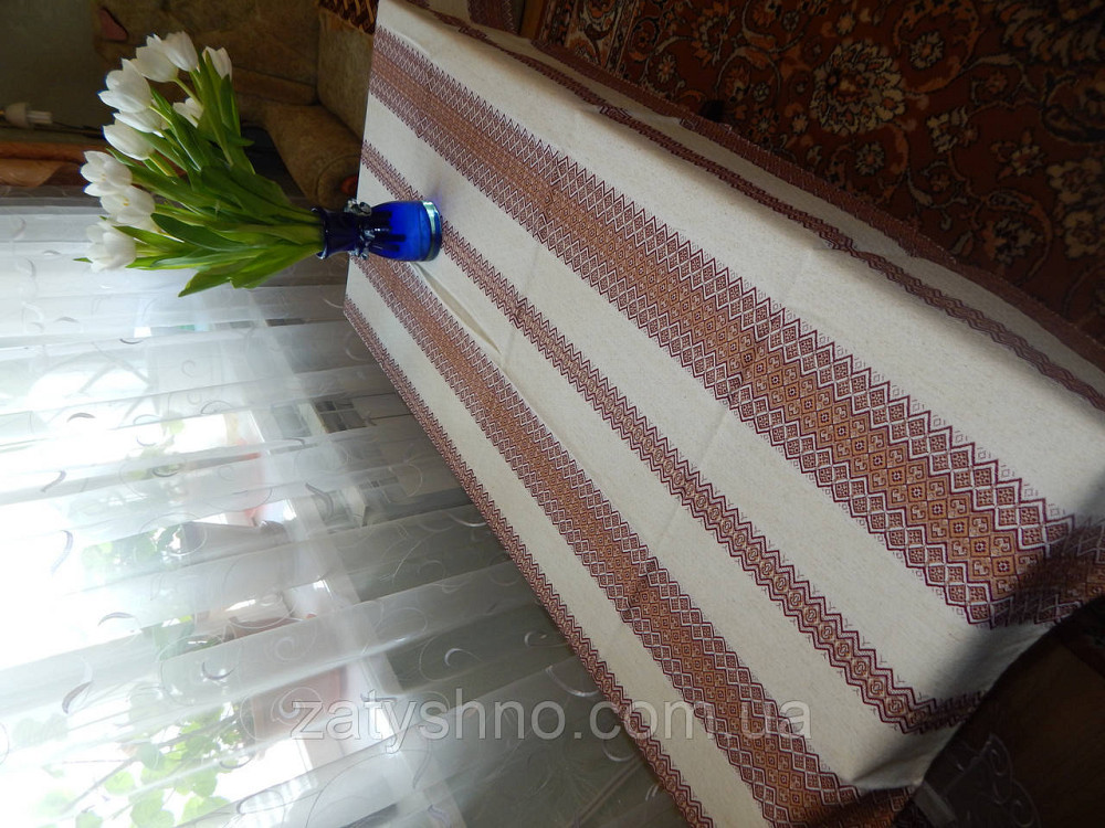 Кавова вишита скатертина льон Київ - фото 10