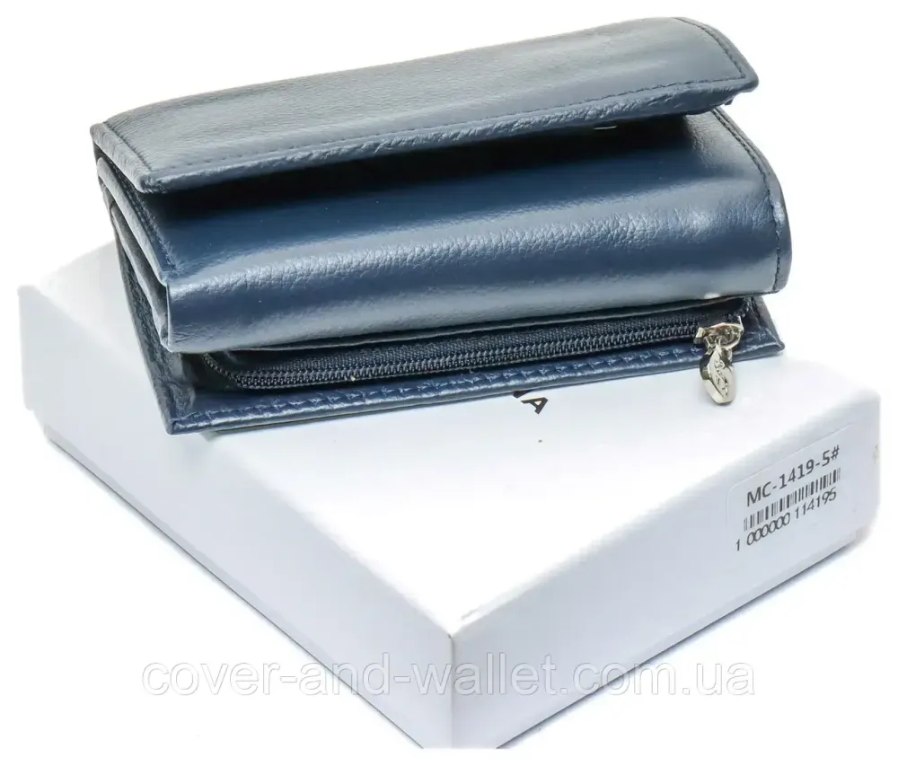 Компактный женский кошелек на магнитах в три сложения Marco Coverna MC-1419 Синий Киев - изображение 2