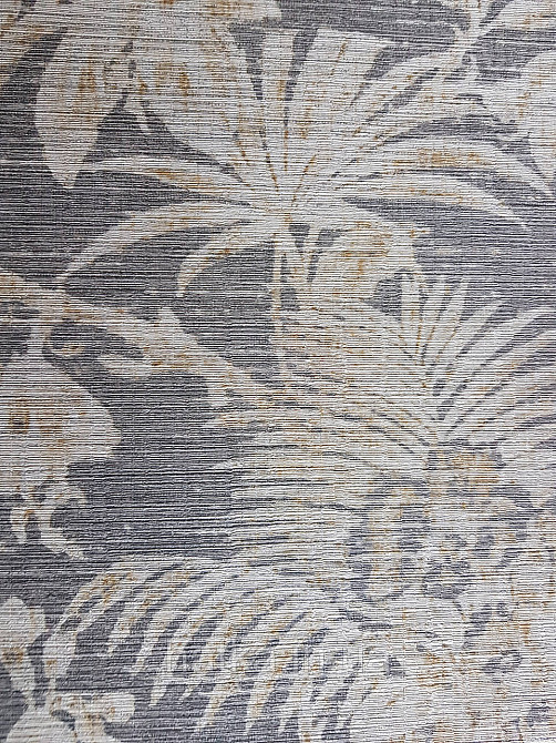 Шпалери флізелінові еко Casadeco Five o'clock 0.53х10 коричневі квіти, пальми, листя на чорному під тканина гобелен Київ - фото 4