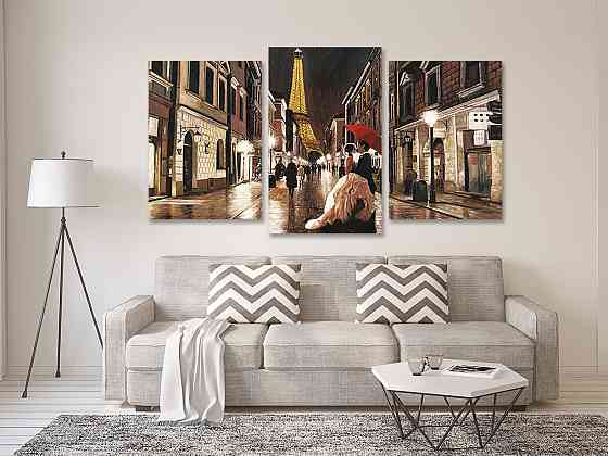 Модульна картина у вітальню/ спальню Поцілунок в Парижі Art-515_3 70x130 см Київ