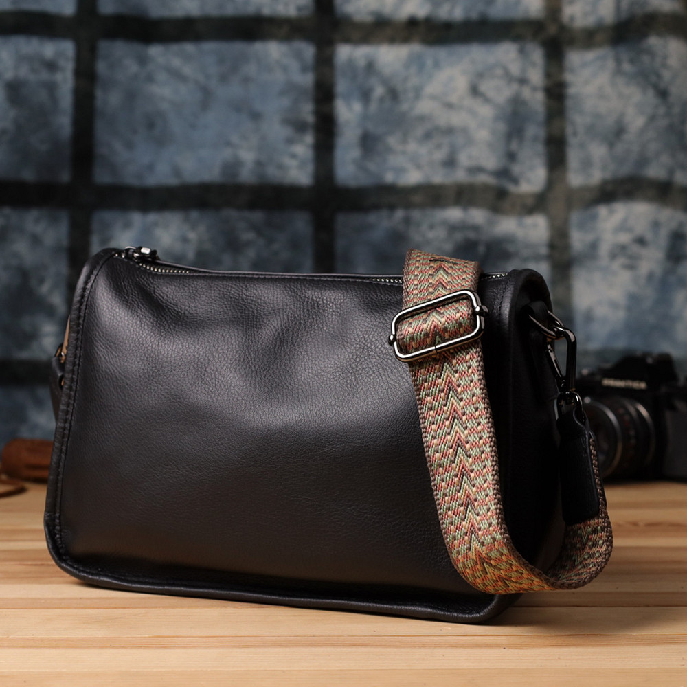 Сумка на плече з натуральної шкіри Vintage 23001 Чорний Київ - фото 10