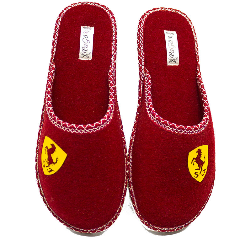 Тапочки чоловічі кімнатні червоні шерсть "SF" закритий носок Одеса - фото 8