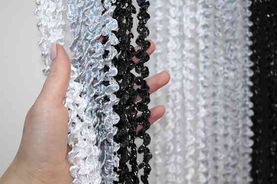 Шторы-нити спираль с люрексом Белый с серо-черным 300х300см 1 шт (61-020) Киев