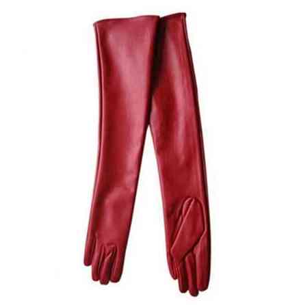 Високі рукавички жіночі із екошкіри червоний XL Київ