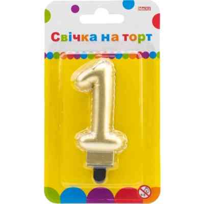 Свічка Maxi золотиста двостороння "1" у вигляді надувної кульки висотою 7,62 см (MX622095G-1) Вінниця