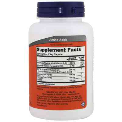 Амінокислота Now Foods 5-HTP (Гідрокситриптофан), Подвійна Сила, 200 мг, 120 вегета (NOW-00111) Вінниця