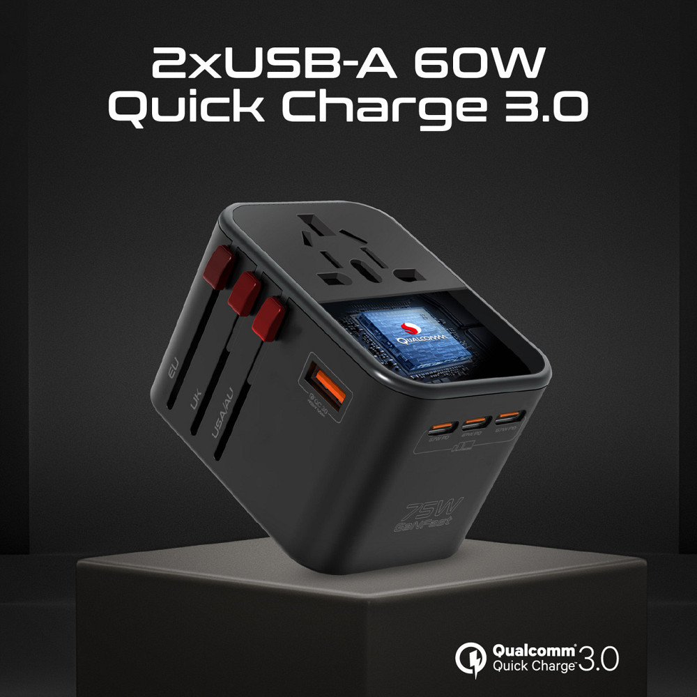 Зарядний пристрій Promate TripMate-GaN75 75W Black ( Чорний ) Харьков - изображение 8