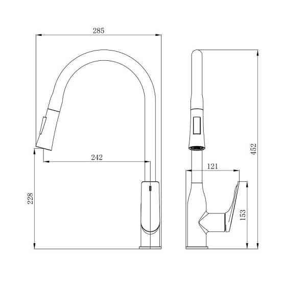 Смеситель для кухни Qtap Vlasta New с выдвижным изливом QTVLA344CRM45646 Chrome Киев