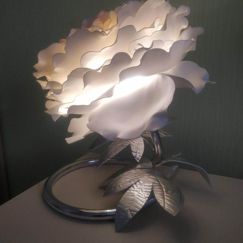Світильник-нічник "Білий півонія на сріблі" Дніпро - фото 6