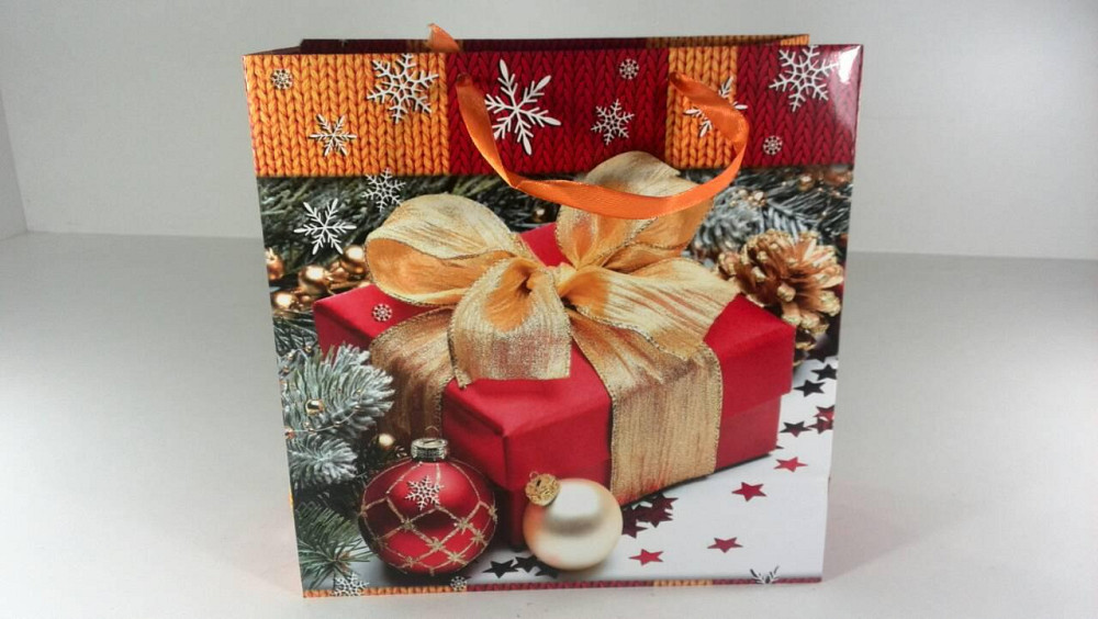Пакеты бумажные подарочные , новогодние Квадрат 23*24*10 - 20 (12 шт) Харьков - изображение 1